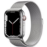 Apple Watch Series 7 45mm Cellular Silver Stainless-Steel with Silver Milanese Loop - Smart Watch