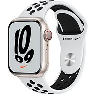 Apple Watch Nike Series 7 41mm Cellular Csillagfény alumínium platinaszín-fekete Nike sportszíjjal - Okosóra