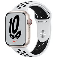 Apple Watch Nike Series 7 45mm Cellular Star Weiß Aluminium mit Platinfarbenem/Schwarzem Sport-Armband - Smartwatch