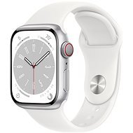 Apple Watch Series 8 41mm Cellular Silver Aluminum with White Sport Strap - Smart Watch