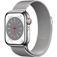 Apple Watch Series 8 41mm Cellular - ezüst rozsdamentes acél tok, milánói szíj - Okosóra