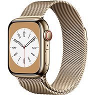 Apple Watch Series 8 41mm Cellular Gold Stainless Steel with Gold Milanese Tension - Smart Watch