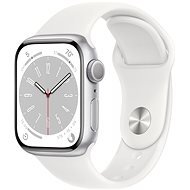 Apple Watch Series 8 41mm Silver Aluminum with White Sport Strap - Smart Watch