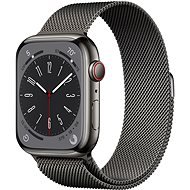 Apple Watch Series 8 45mm Cellular Graphite Stainless Steel with Graphite Milanese Tension - Smart Watch