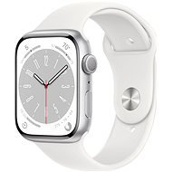 Apple Watch Series 8 45mm Silver Aluminum with White Sport Strap - Smart Watch