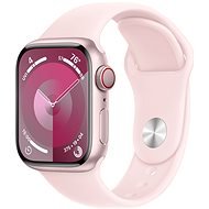 Apple Watch Series 9 41mm Cellular - rózsaszín alumínium tok, világos rózsaszín sport szíj, S/M - Okosóra