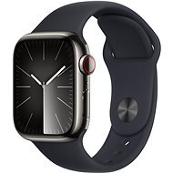 Apple Watch Series 9 41mm Cellular Edelstahlgehäuse Graphit mit Sportarmband Mitternacht - M/L - Smartwatch