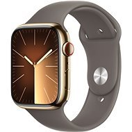 Apple Watch Series 9 45mm Cellular - arany rozsdamentes acél tok, agyag sport szíj, S/M - Okosóra