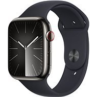 Apple Watch Series 9 45mm Cellular Edelstahlgehäuse Graphit mit Sportarmband Mitternacht - M/L - Smartwatch