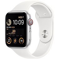 Apple Watch SE (2022) 44mm Cellular - ezüst alumínium tok, fehér sport szíj - Okosóra