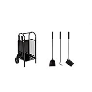 J. A. D. TOOLS Fireplace tools with tray + shovel, broom, poker - Fireplace tools