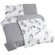 Jahu Microsatin bedding 140 × 200, 70 × 90 cm - feather grey/white - Bed Linen