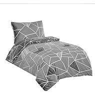 Jahu Micro plush bedding 140 × 200 + 70 × 90 cm - Triangles grey - Bed Linen