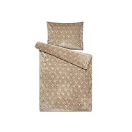 Jahu Microflannel Duvet Cover Set Leaf Structure Beige 140 × 200, 70 × 90 cm - Bed Linen