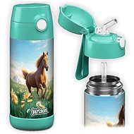 Jarlson Children's stainless steel thermo bottle with straw CHARLI Horse II 350 ml - Thermos