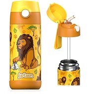 Jarlson Children's stainless steel thermo bottle with straw CHARLI Lion 350 ml - Thermos