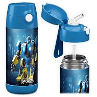 Jarlson Children's stainless steel thermo bottle with straw CHARLI Robots 350 ml - Thermos