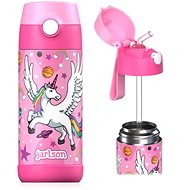 Jarlson Children's stainless steel thermo bottle with straw CHARLI Unicorn 350 ml - Thermos