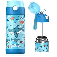 Jarlson Children's stainless steel thermo bottle with straw CHARLI Sharks 350 ml - Thermos