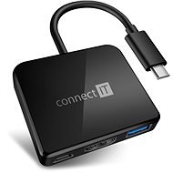 CONNECT IT CHU-7050-BK USB-C hub 3v1 (USB-C, USB-A, HDMI), black - Port replikátor