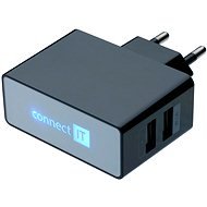 CONNECT IT CI-153 Dual Charger 230 V fekete - Töltő adapter