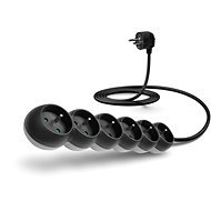CONNECT IT Power extension cord 230V, 6 sockets, 2m, black - Extension Cable