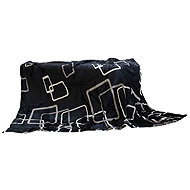 Jerry Fabrics Blanket with lamb microfleece 150 × 200 - Squares black and white - Blanket