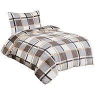 Jahu Linen microflannel Káro grey and white 140 × 200, 70 × 90 cm - Bed Linen