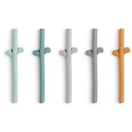 Done by Deer Silicone straw Peekaboo 5pcs - blue mix - Straw