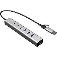 i-tec USB-C/USB-A Metal HUB 6 port (3x USB-C, 3x USB-A), LAN, Power Delivery 85W - Docking Station