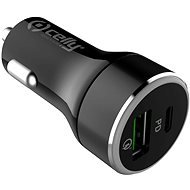 CELLY mit USB-C und USB Qualcomm 3.0 Port 42W max schwarz - Auto-Ladegerät