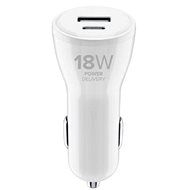 Cellularline Dual with USB-C and USB connector 30W white - Car Charger