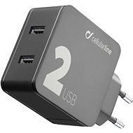 Cellularline Multipower 2 with Smartphone Detect 2 x USB port 24W, Black - Wall Charger