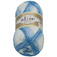 DIVA batik 100g - 2130 white, light blue - Yarn