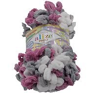 Puffy color 100 g – 6070 biela, sivá, tmavo ružová - Priadza