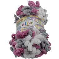 Puffy colour 100g - 6070 white, grey, dark pink - Yarn