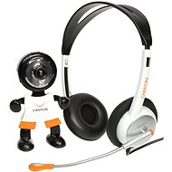 Webcamera Canyon + headphones with microphone, orange-silver, (Chat pack 8), senzor 1,3Mpix, USB2.0 - Webcam