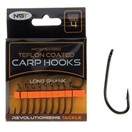 NGT Teflon Hooks Long Shank, Size 4, 10pcs - Fish Hook