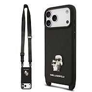 Karl Lagerfeld Saffiano Crossbody Popruh Metal Karl and Choupette pro iPhone 18 Pro Black - Protective Case
