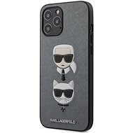 Karl Lagerfeld Saffiano K&C Heads for Apple iPhone 12 Pro Max, Silver - Phone Cover