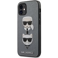 Karl Lagerfeld Saffiano K&C Heads - Apple iPhone 12 Mini, Silver - Telefon tok