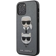 Karl Lagerfeld Saffiano K&C Heads for Apple iPhone 12/12 Pro, Silver - Phone Cover