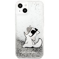 Karl Lagerfeld Liquid Glitter Choupette Eat Cover for Apple iPhone 13 Silver - Phone Cover
