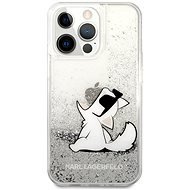 Karl Lagerfeld Liquid Glitter Choupette Eat Kryt na Apple iPhone 13 Pro Silver - Kryt na mobil