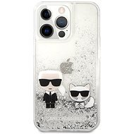 Karl Lagerfeld Liquid Glitter Karl and Choupette Hülle für Apple iPhone 13 Pro Max Silber - Handyhülle