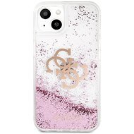 Guess TPU Big 4G Liquid Glitter Pink Back Cover für Apple iPhone 13 mini Transparent - Handyhülle