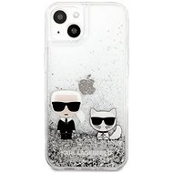 Karl Lagerfeld Liquid Glitter Karl and Choupette Apple iPhone 13 mini ezüst tok - Telefon tok