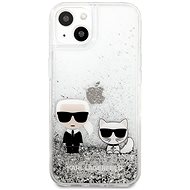Karl Lagerfeld Liquid Glitter Karl and Choupette Cover for Apple iPhone 13 mini Silver - Phone Cover