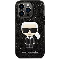 Karl Lagerfeld Glitter Flakes Ikonik iPhone 14 Pro Max hátlap tok - fekete - Telefon tok