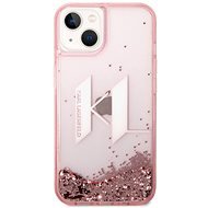 Karl Lagerfeld Liquid Glitter Big KL Logo iPhone 14 hátlap tok - rózsaszín - Telefon tok